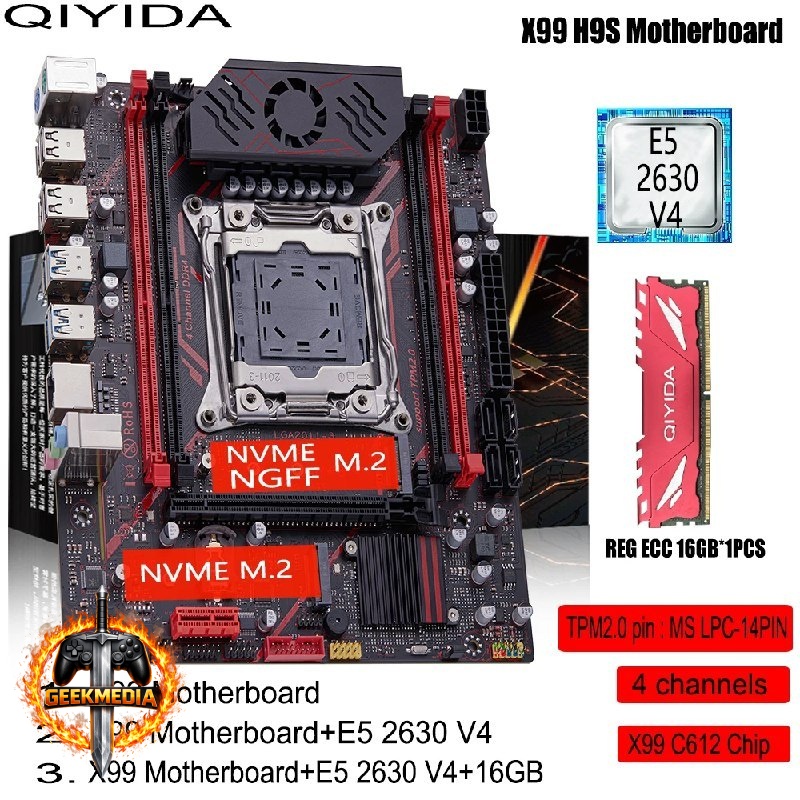 Placa mãe Qiyida X99 H9S (Quad Channel) Chipset C612