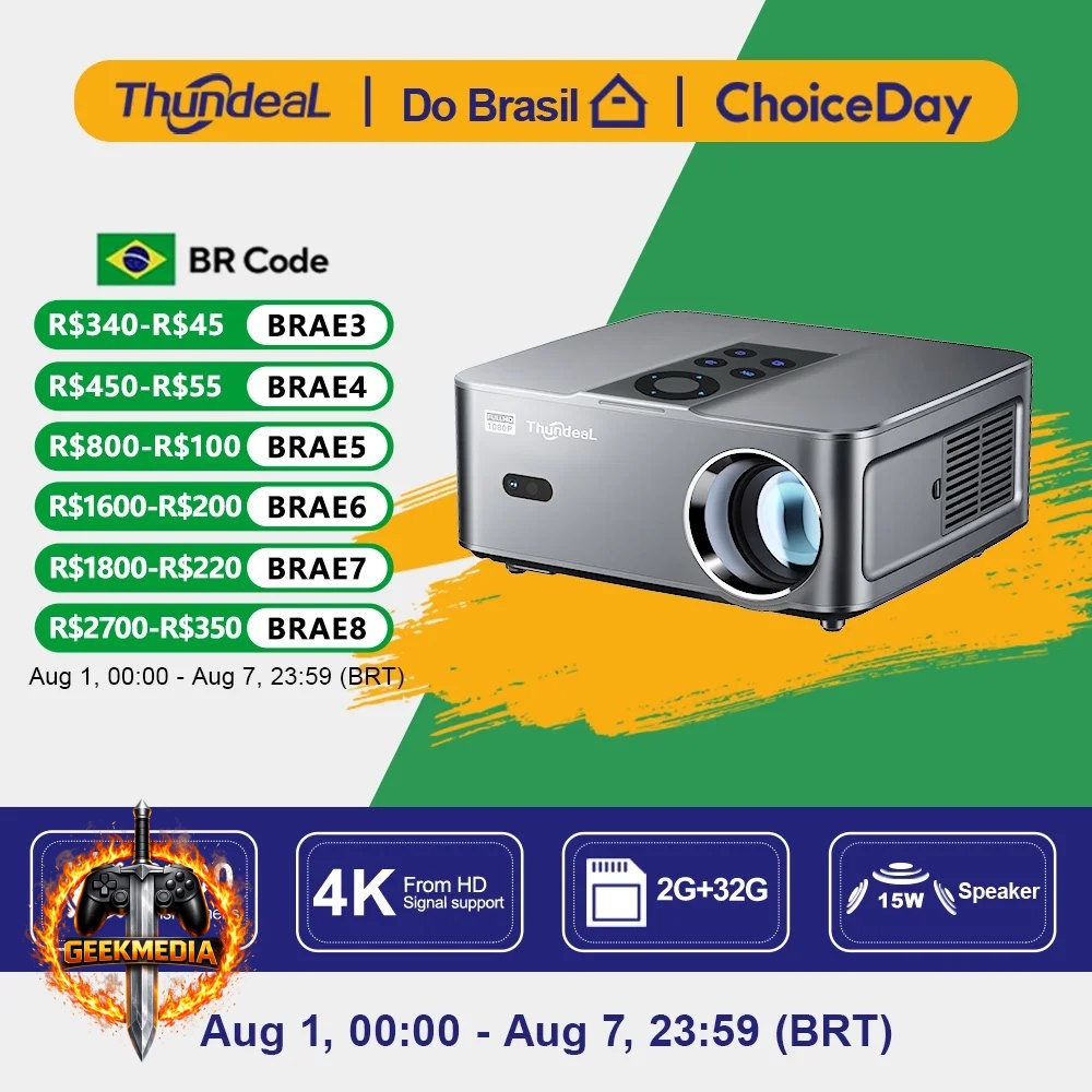 Projetor ThundeaL TD98W Full HD 1080p Portátil Android