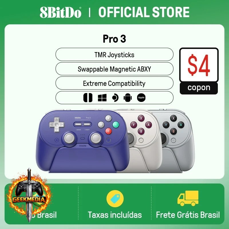 Controle Gamer 8BitDo Pro 3 Retrô