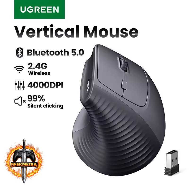 Mouse Ergonômico Ugreen Bluetooth 5.0 Wireless