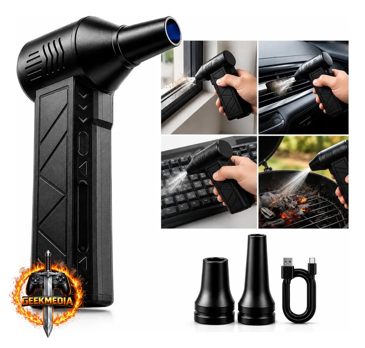 Soprador de Ar Turbo 130000rpm Sem Fio Recarregável USB