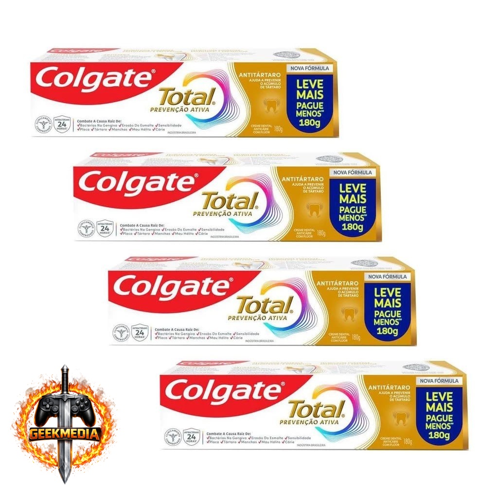 Kit 4 Creme Dental Colgate Total Anti Tártaro 180g