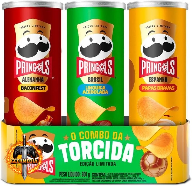 Salgadinho Batata Frita Pringles Tripack Especial Festa do Futebol