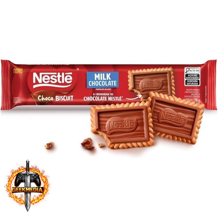 Biscoito com Chocolate Chocobiscuit NESTLÉ Ao Leite 78g