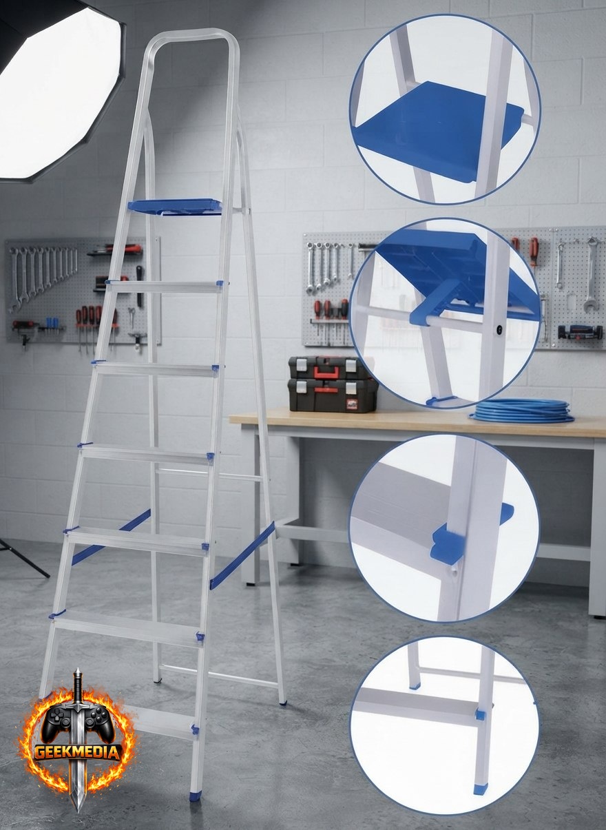Escada Mor 7 Degraus Tesoura Prateado