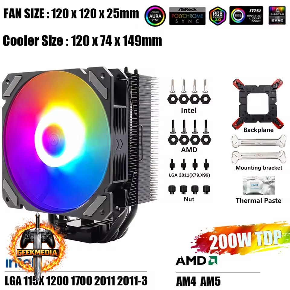Air Cooler Wovibo aRGB para Xeon