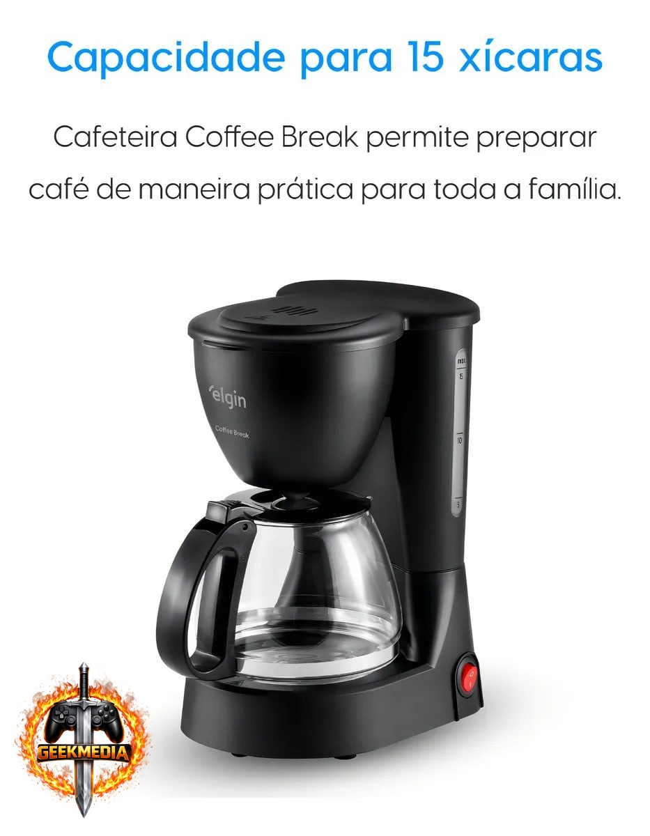 Cafeteira Elétrica Elgin Coffee Break Preta 15 Xícaras