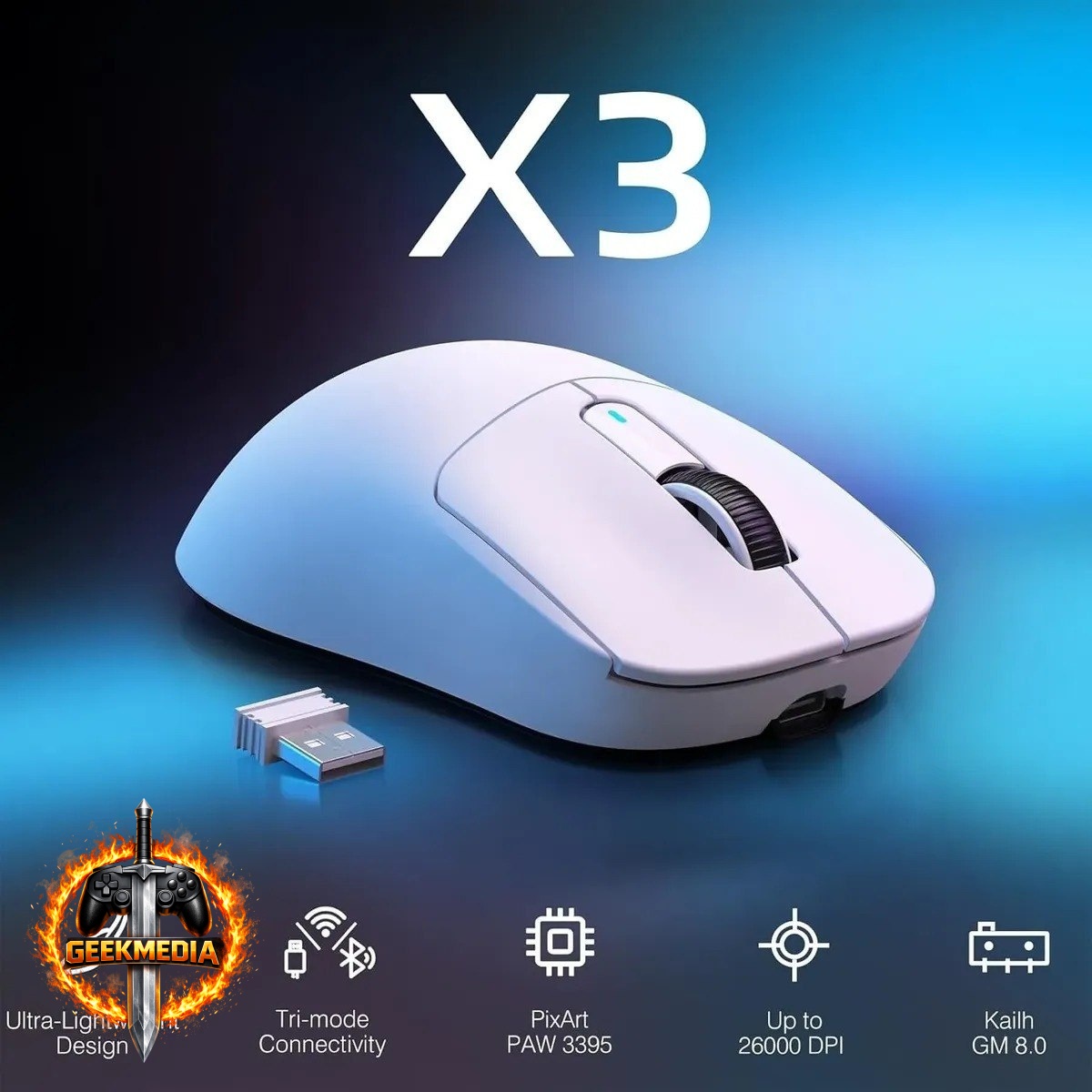 Mouse Sem Fio Attack Shark X3, Sensor PAW3395