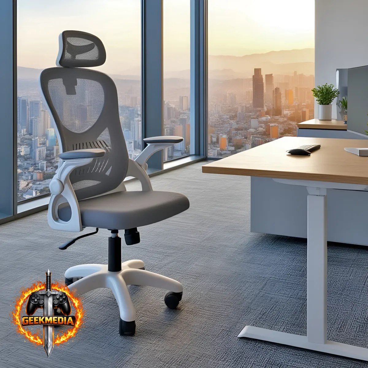 Cadeira De Escritório Columbus Presidente Ergonômica Mesh - Cinza