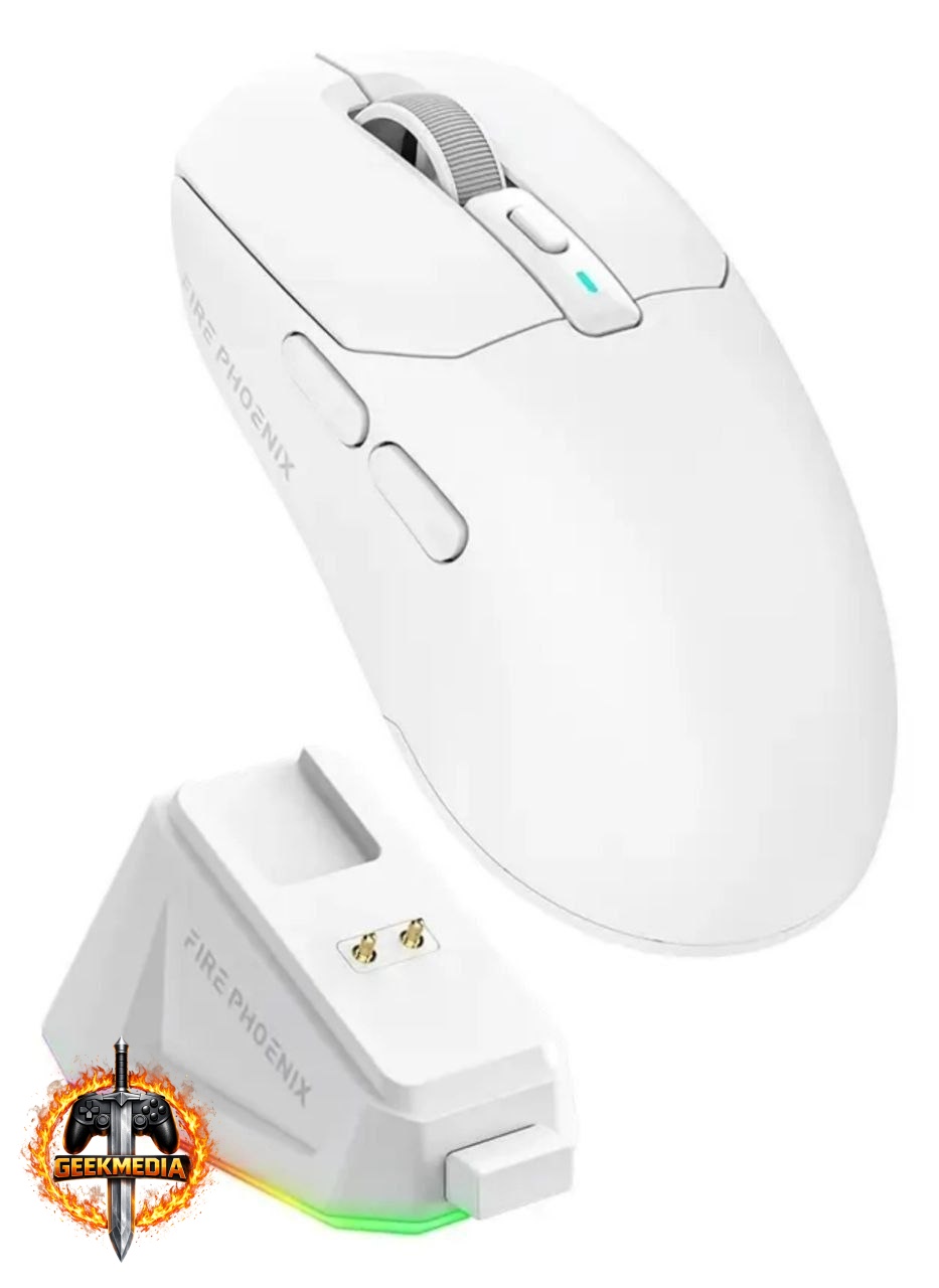 Mouse Gamer Sem Fio Fire Phoenix 24000dpi Paw3311 Branco