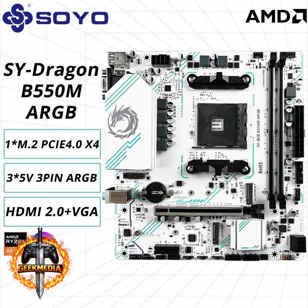 Placa Mãe Soyo B550M White ARGB