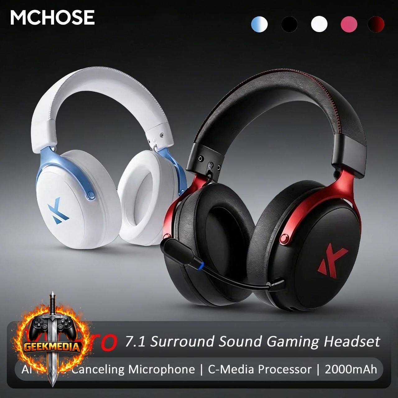 Headset MCHOSE V9 Pro sem fio 2000mAh