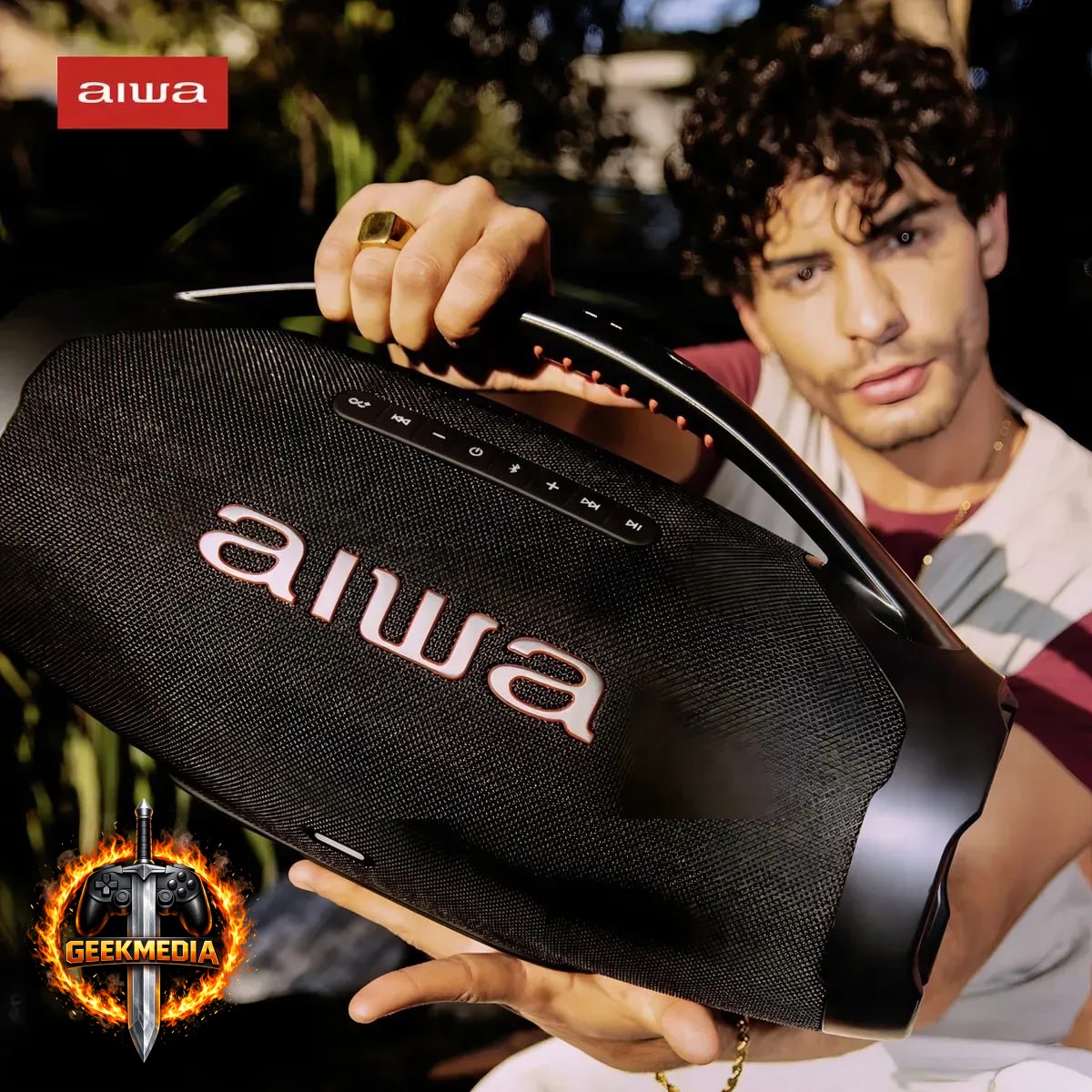 Aiwa Boombox AWS-BBS-01B 200W RMS Bluetooth Preto