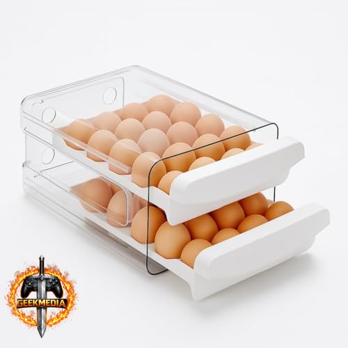 Porta Ovos Empilhável com Gaveta 2 Camadas