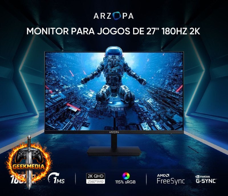 Monitor Gamer Arzopa 27" QHD Fast IPS 180Hz 1ms