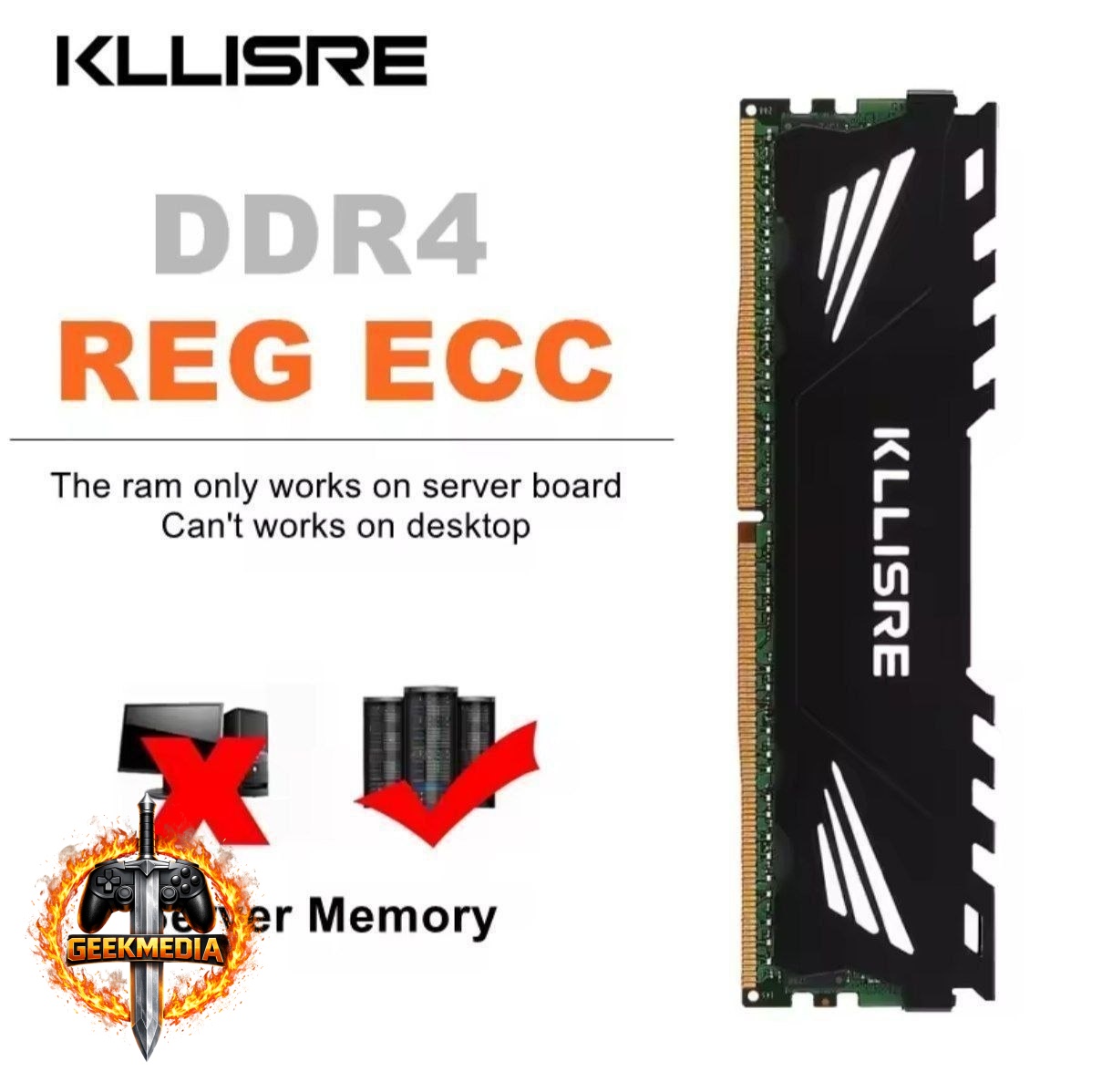 Memória RAM Kllisre DDR4 1x16GB 2400MHz ECC