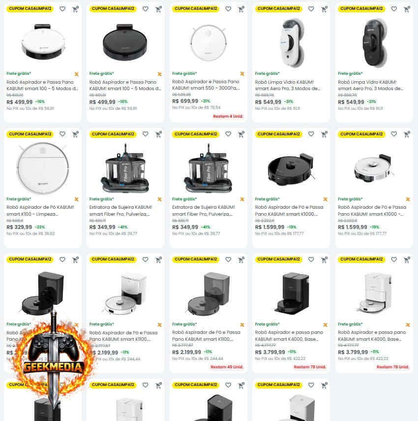 12% OFF em Robôs de Limpeza Selecionados