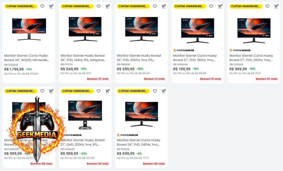 15% OFF em Monitores Selecionados - Kabum