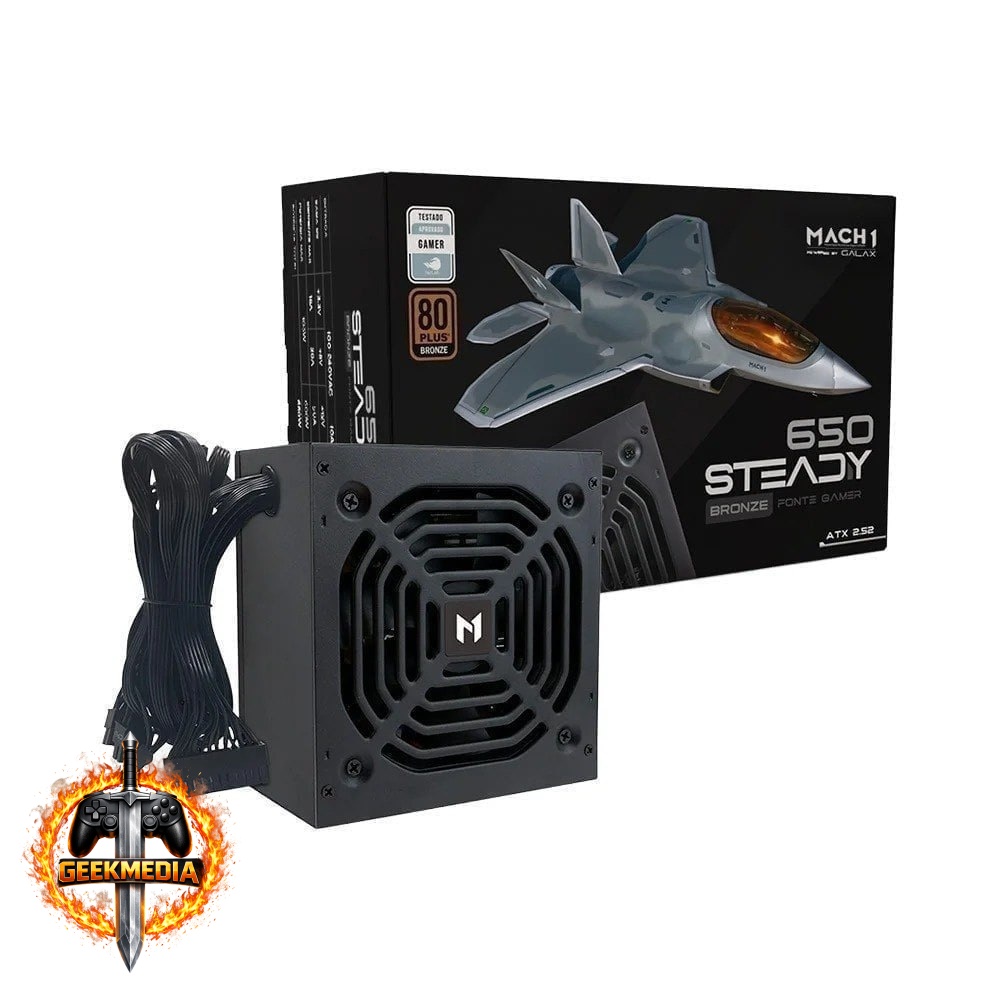 Fonte MACH1 Steady 650W 80 Plus Bronze PFC Ativo