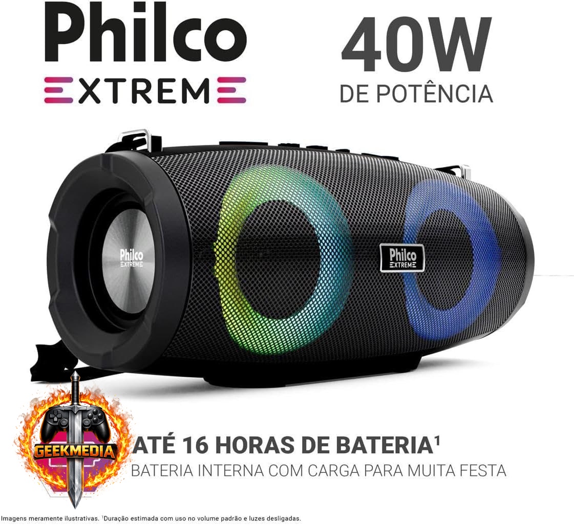 Philco Extreme 40W PBS45BT - Speaker Bluetooth - Preto