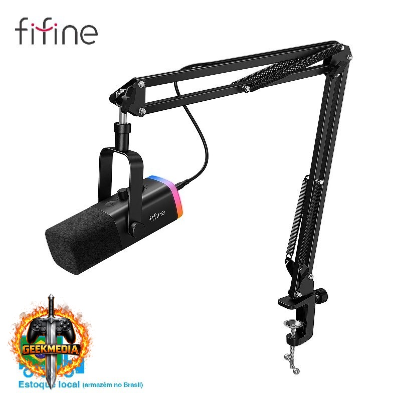Fifine Kit Braço  Microfone USB RGB Fifine AM8T AM8