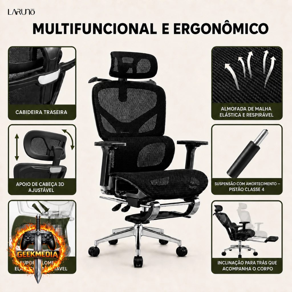 Cadeira de Escritório Ergonômica LARUNO