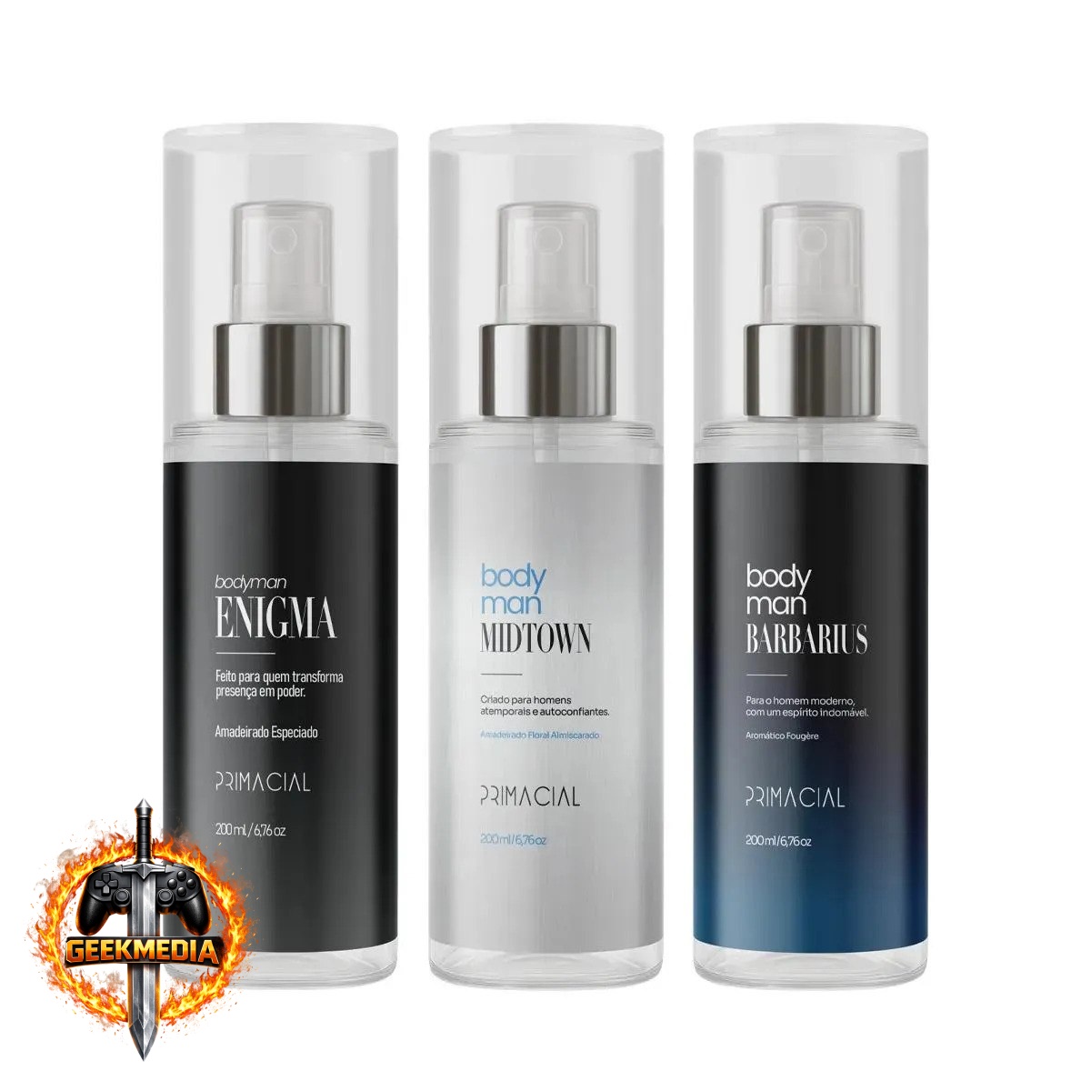 Kit Body Splash Masculino Barbarius  Enigma  Midtown 200ml