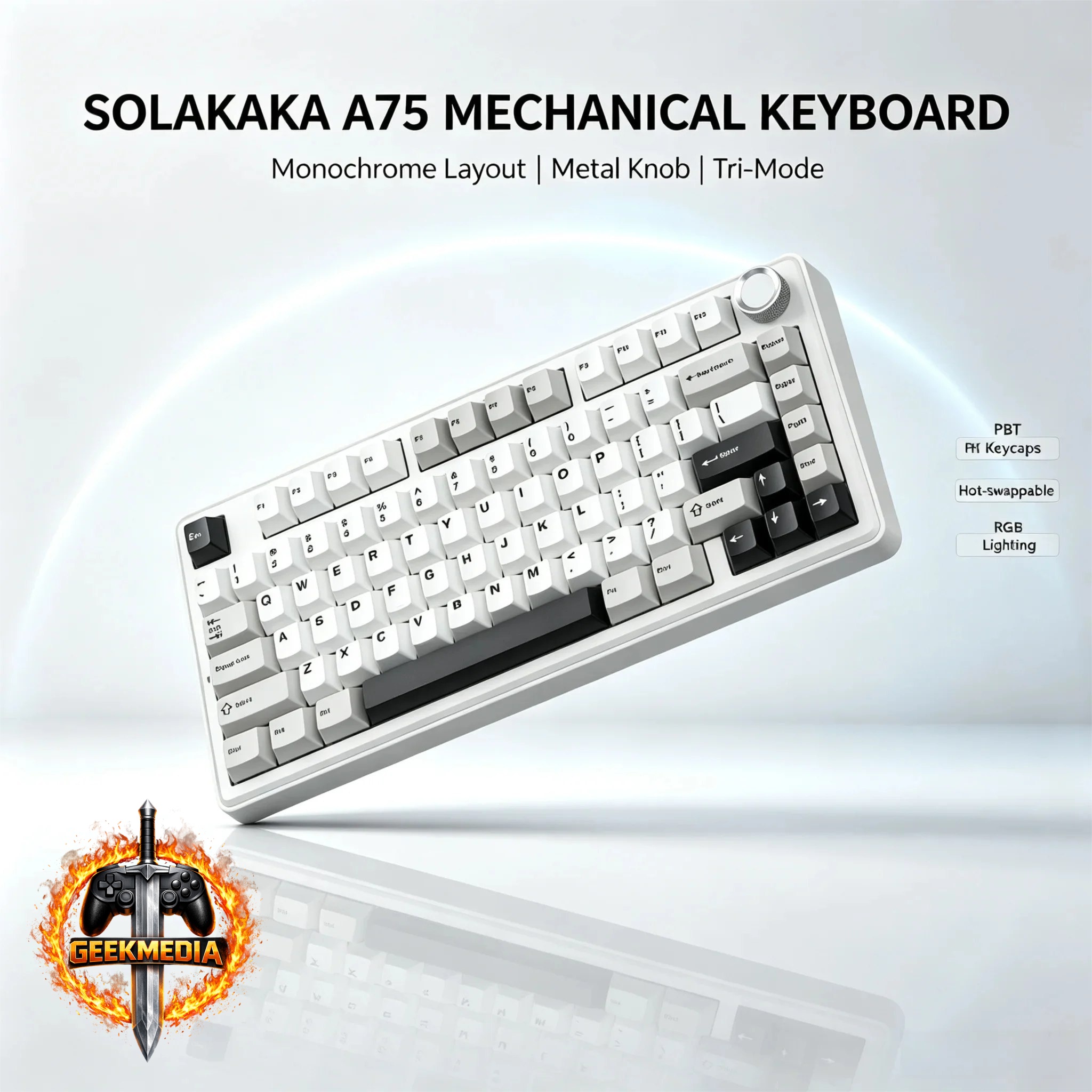 Teclado Gamer SOLAKAKA A75 75% Mecânico Gasket