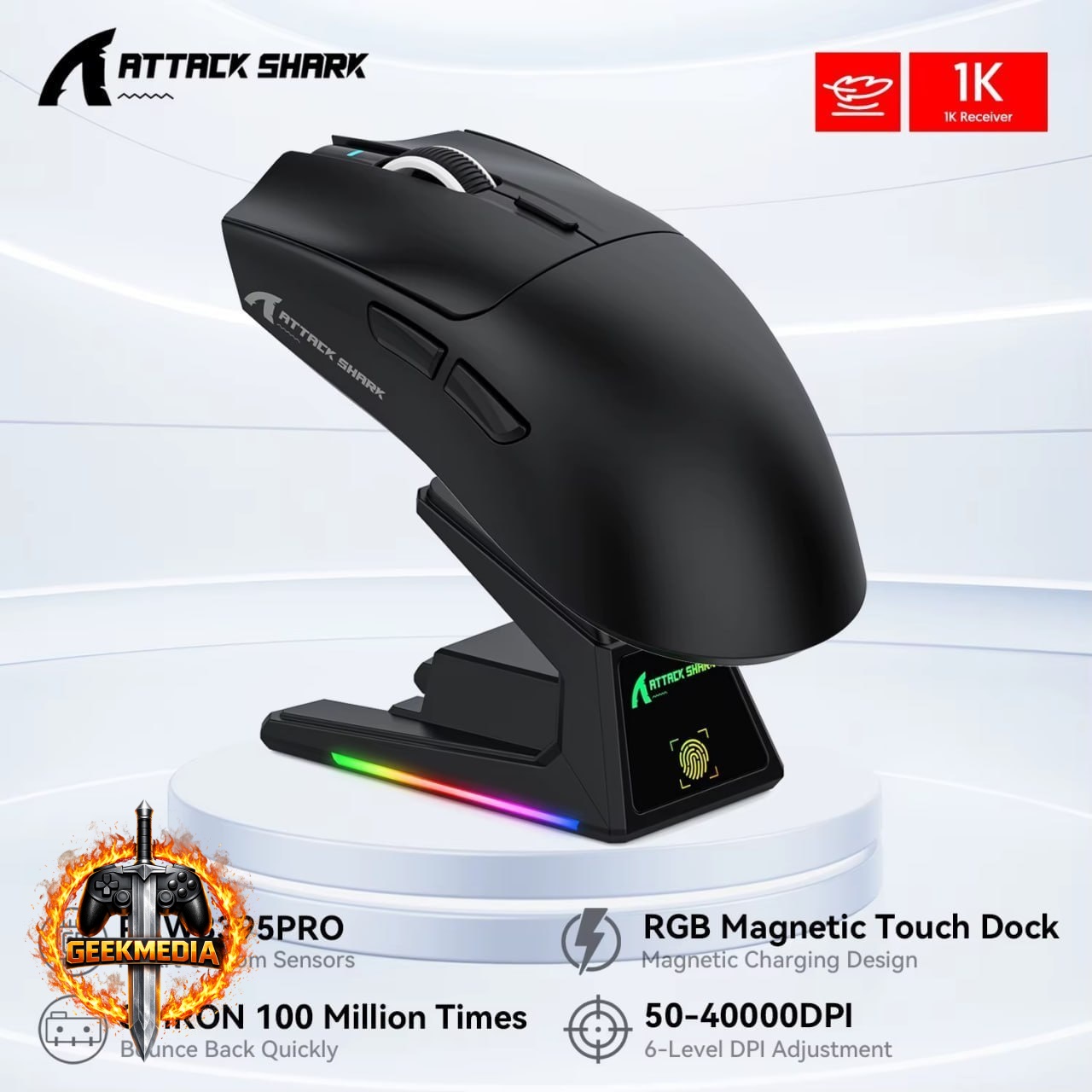 Mouse Gamer Attack Shark X1 RGB PAW3395PRO