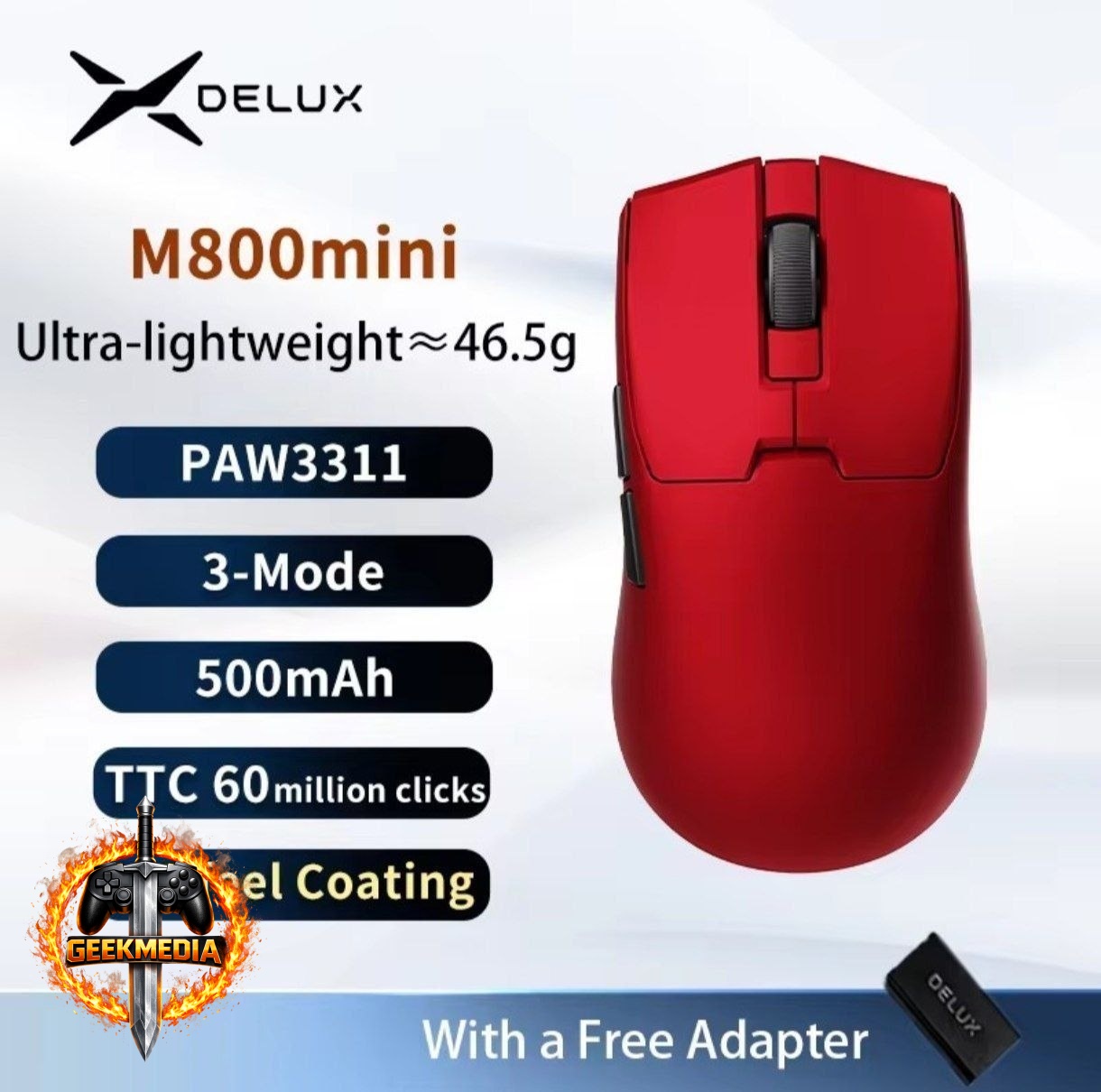 Mouse Gamer Delux M800mini Sem Fio PAW3311