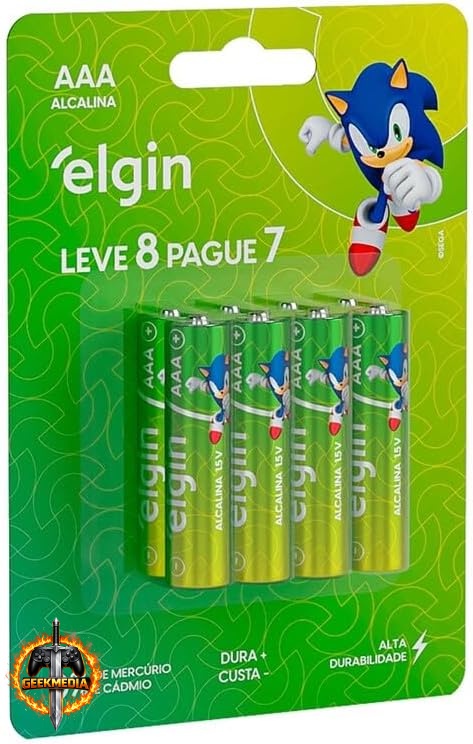 Pilha Alcalina AAA Elgin Palito - 8 Unidades