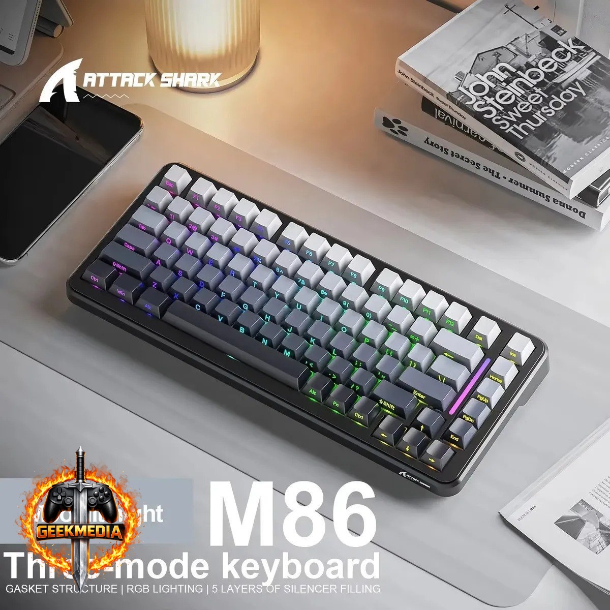 Teclado Mecânico Sem Fio Attack Shark M86