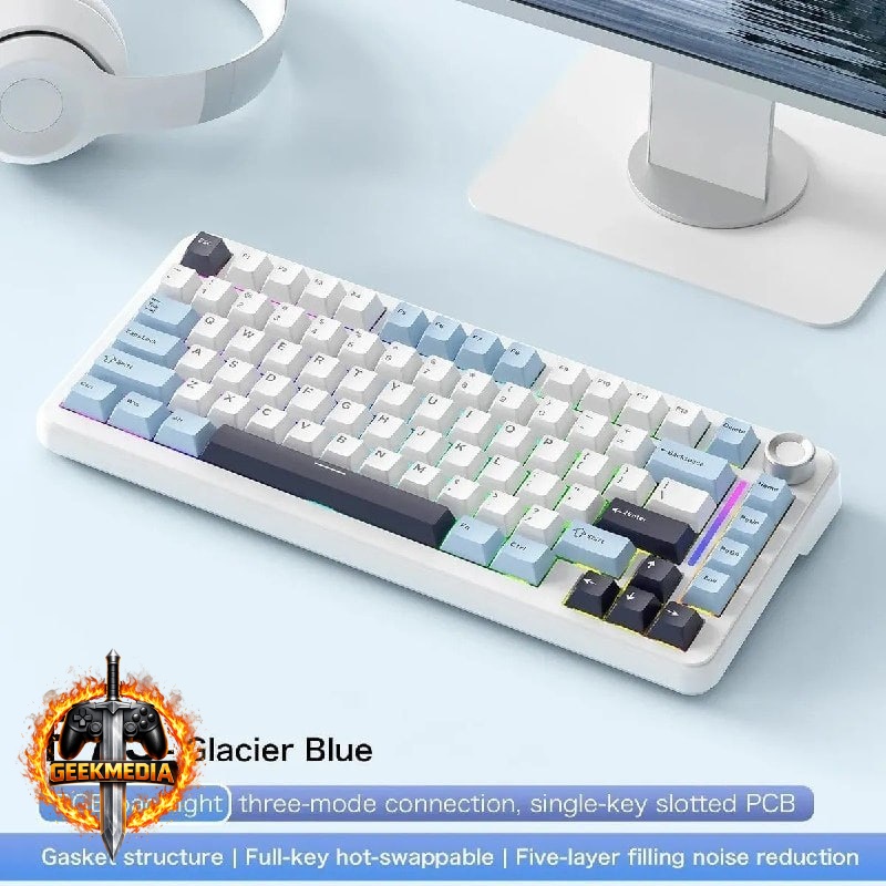 Teclado Mecânico Gamer Sem Fio Freewolf F75 RGB