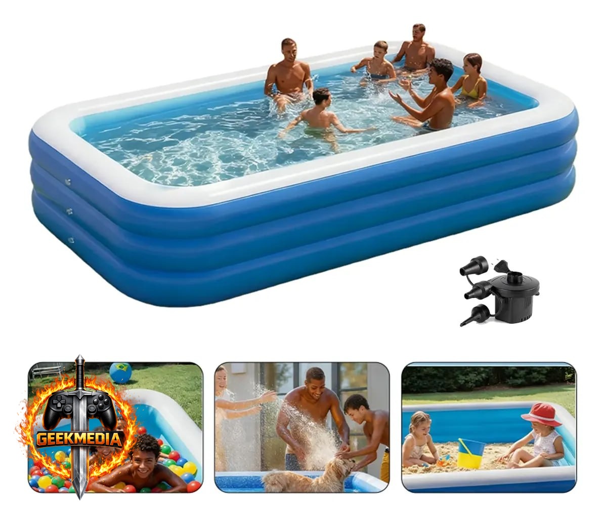 Piscina Inflável PVC 1500L com Bomba