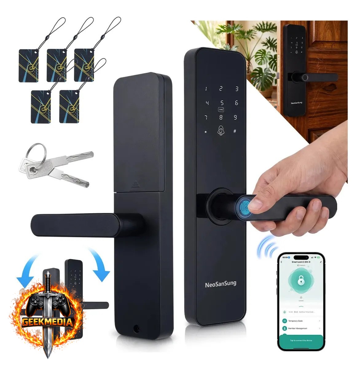 Fechadura Eletrônica Digital Tuya com Biometria e Senha