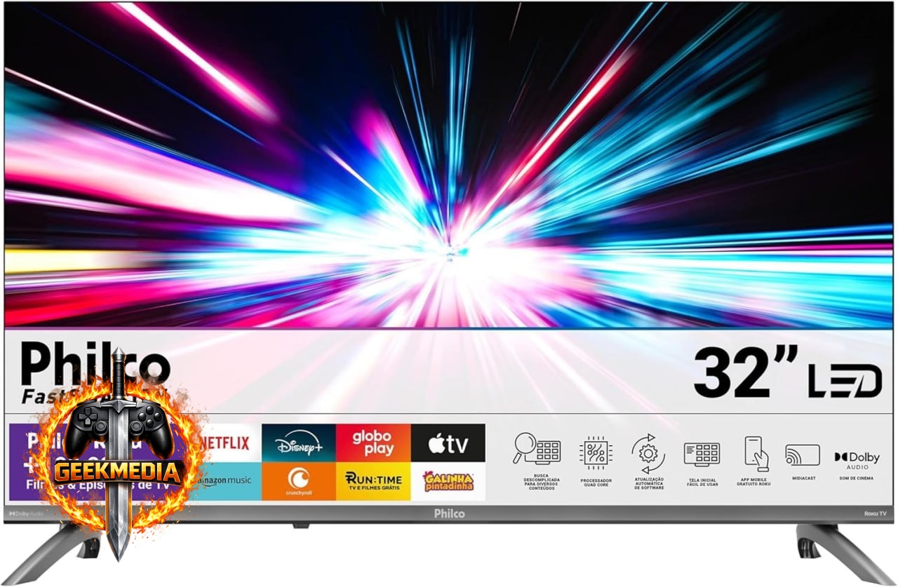 Philco Smart TV 32" Roku TV Dolby Áudio HDR10