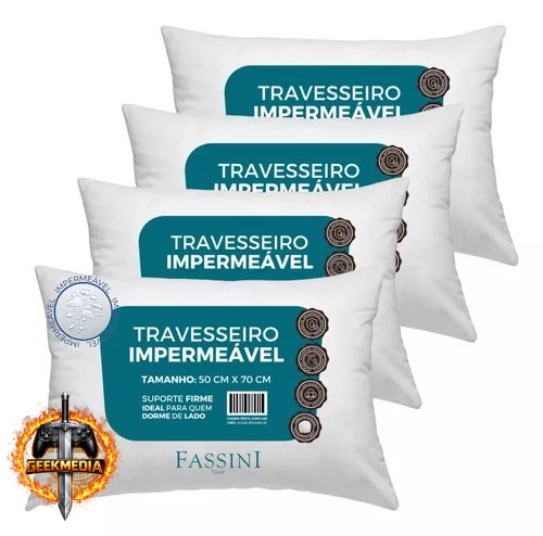 Kit 4 Travesseiros Antialérgico Impermeável 50x70