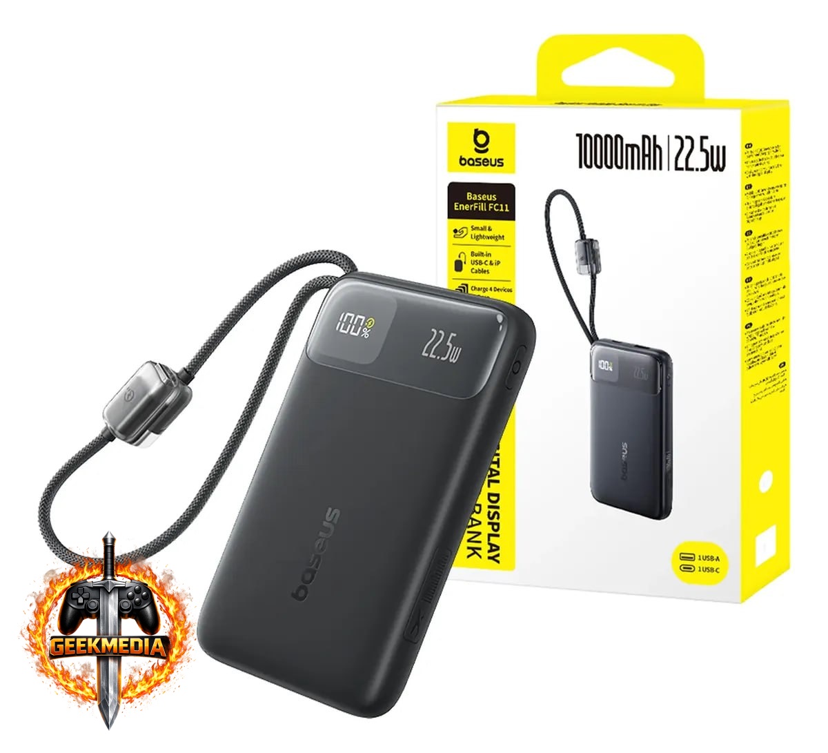 Power Bank Baseus FC11 10000mAh 22.5W com Display Digital