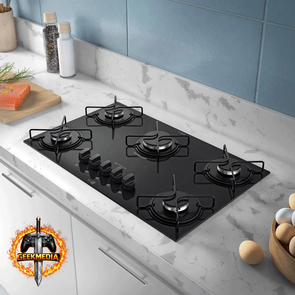 Cooktop Atlas Agile Up 5 Bocas Vidro Preto Bivolt