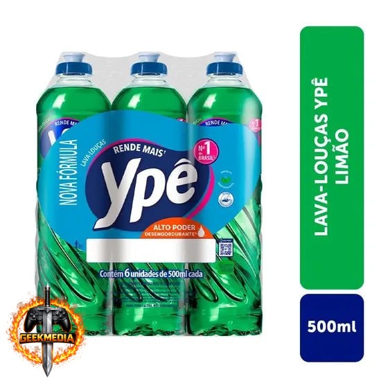 Detergente Ypê Limão 500ml Kit com 6 Unidades