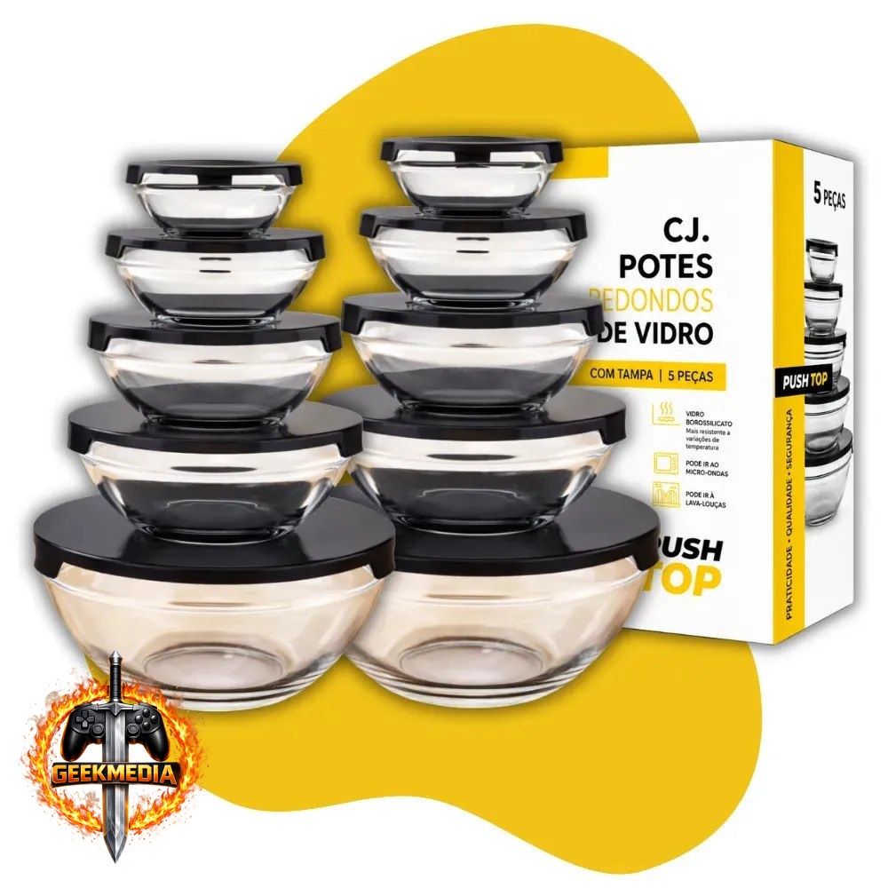Conjunto 10 Potes Vidro Organizadores De Cozinha Multiuso Transparente