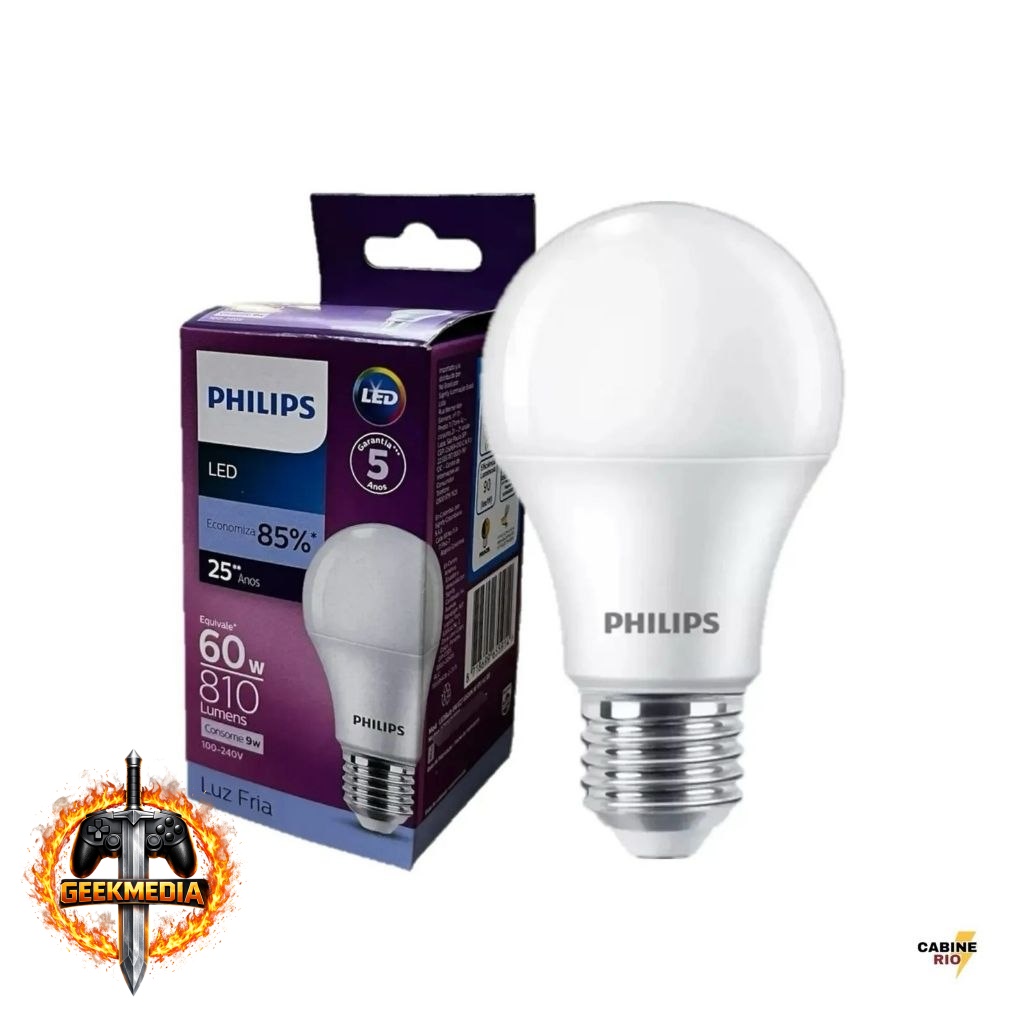 Kit 5 Lâmpadas de LED Philips 9W 6500K Bulbo