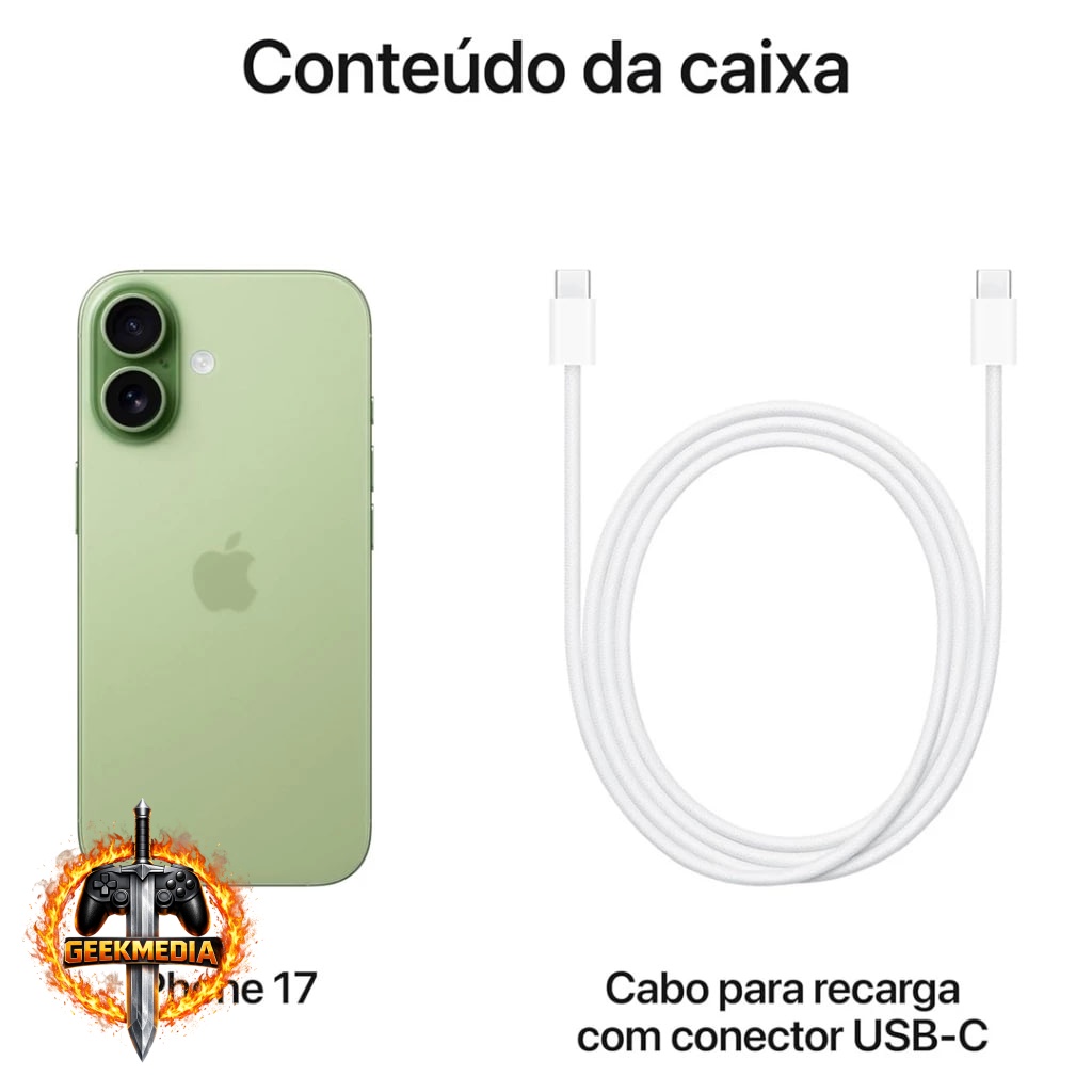 Apple iPhone 17 256GB - Tela 6,3" - Câmera 48MP - 5G
