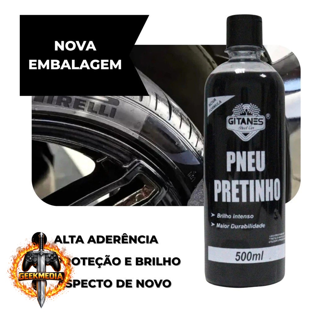 Pretinho Para Pneu Automotivo 500ml Brilho Intenso