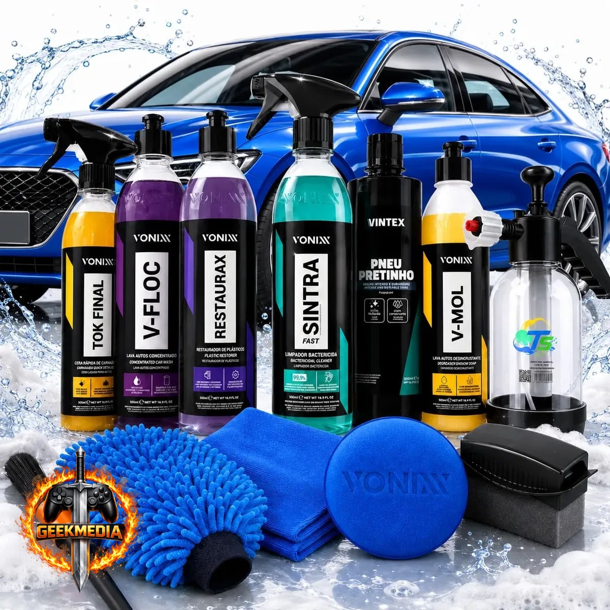 Kit Completo Lavar Carro Rápido - Cera  Pulverizador 2L