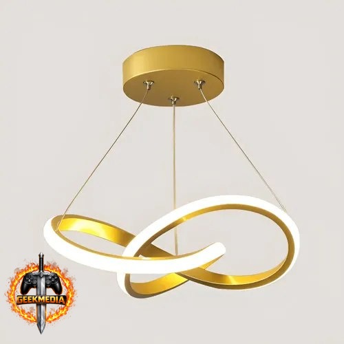 Lustre Pendente Moderna LED Dourado Redondo