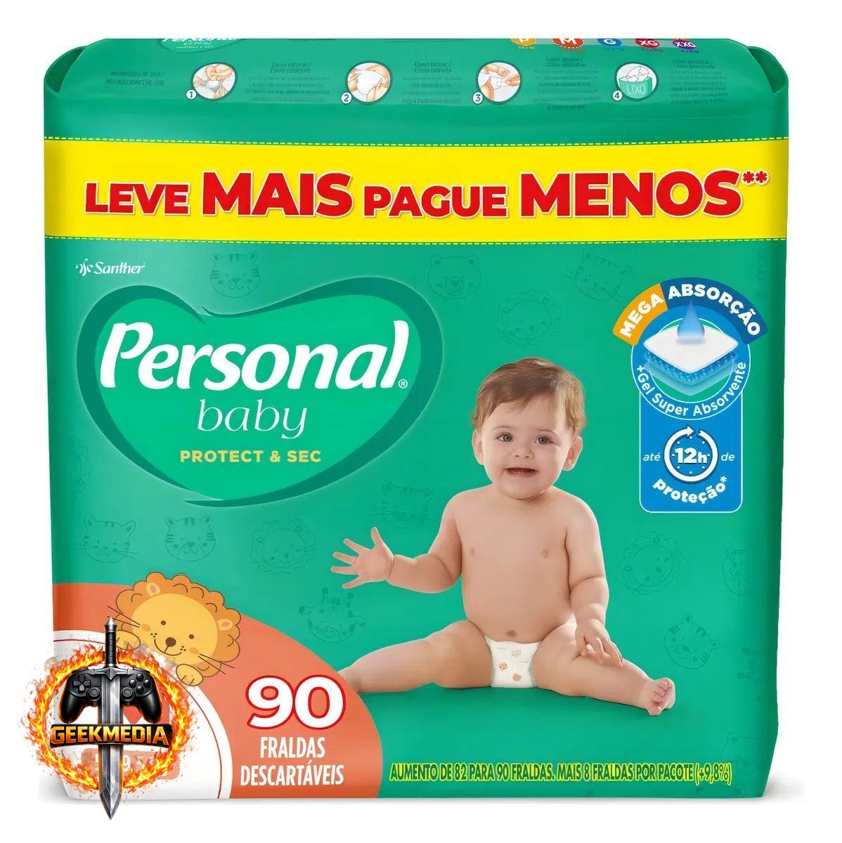 Fralda Protect & Sec M - 90 Unidades