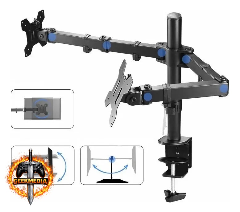 Suporte Articulado de Mesa para 2 Monitores/TVs