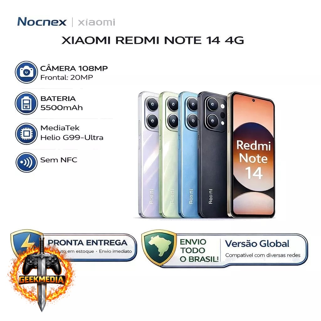 Xiaomi Redmi Note 14 4G 128GB/256GB Versão Global
