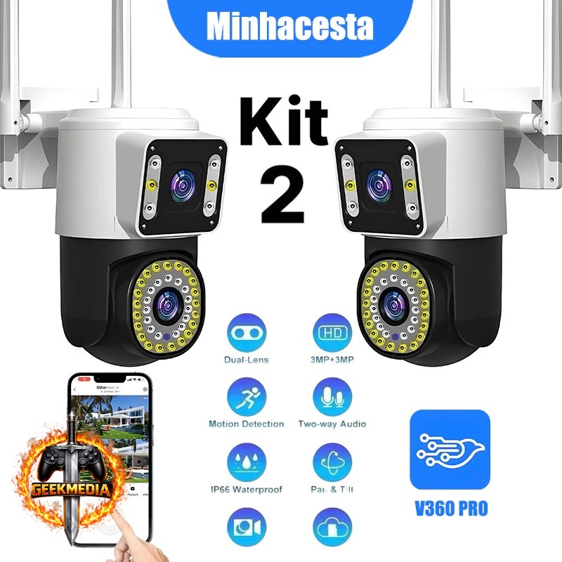 Câmera de Segurança WiFi IP 2 Lentes 360
